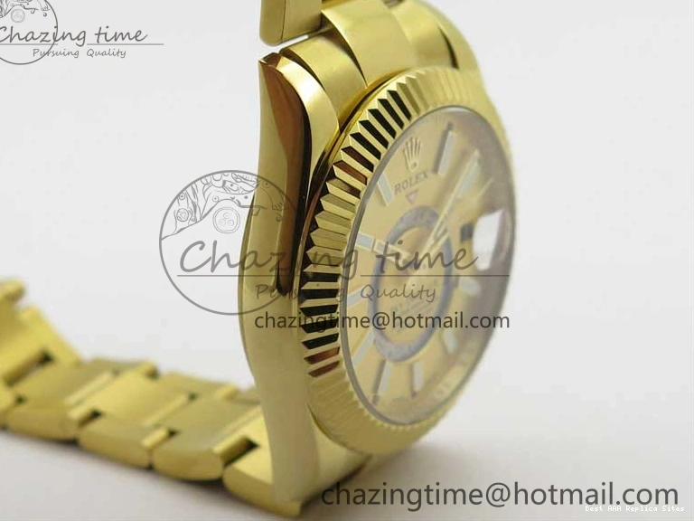 Best AAA Replica Sites YG 326934 Sky-Dweller YG on TravelReady Bracelet 2785 Dial A23J Gold AIF to 1217